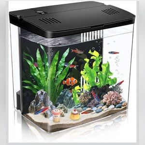 Small Fish Tank 1.2 Gallon Self Cleaning Betta Aquarium